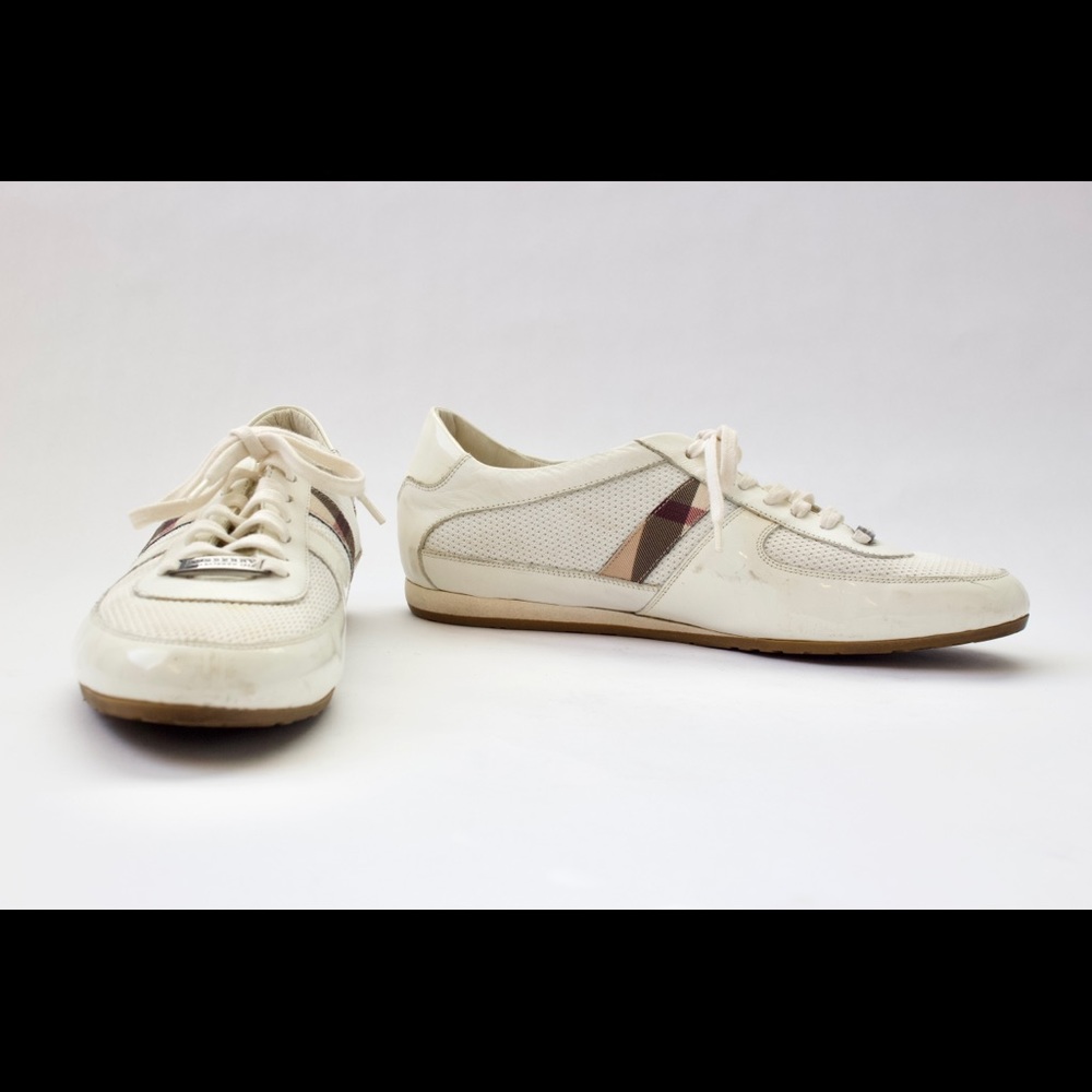 Rare Burberry White Check Sneakers (Size 39)